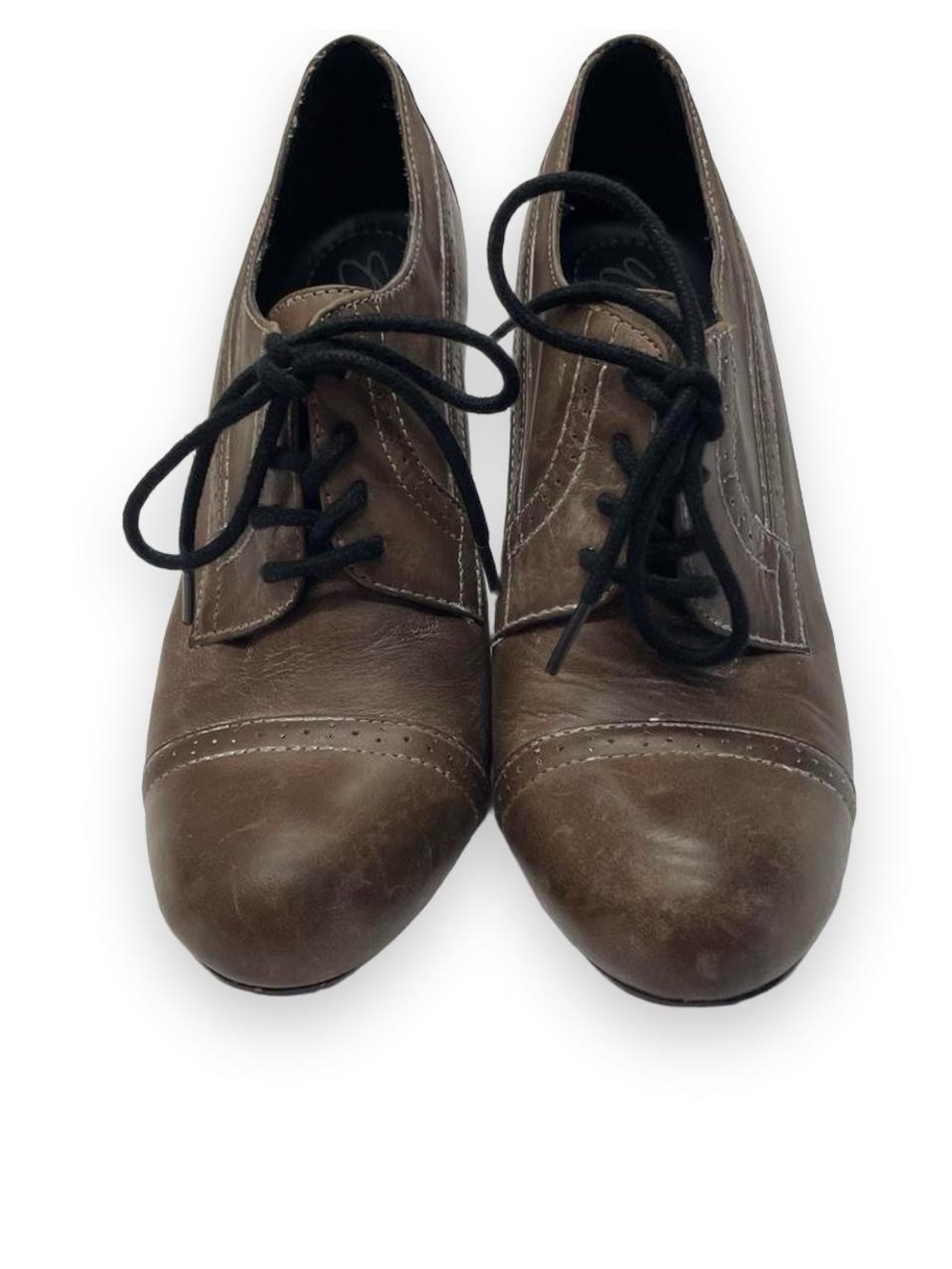 Crown Brown Wedge Oxford Lace-Up Shoes